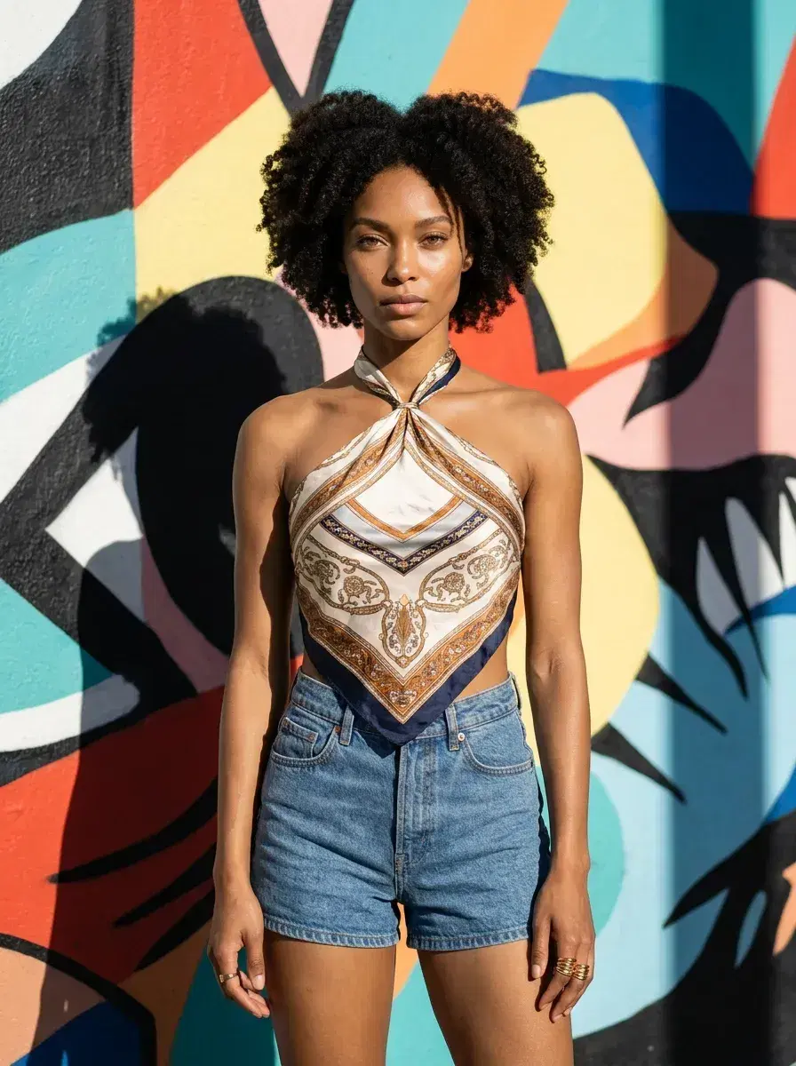 AI AI August Photos — Sun-Drenched Vibes — Urban mural wall summer street portrait — AI August photo