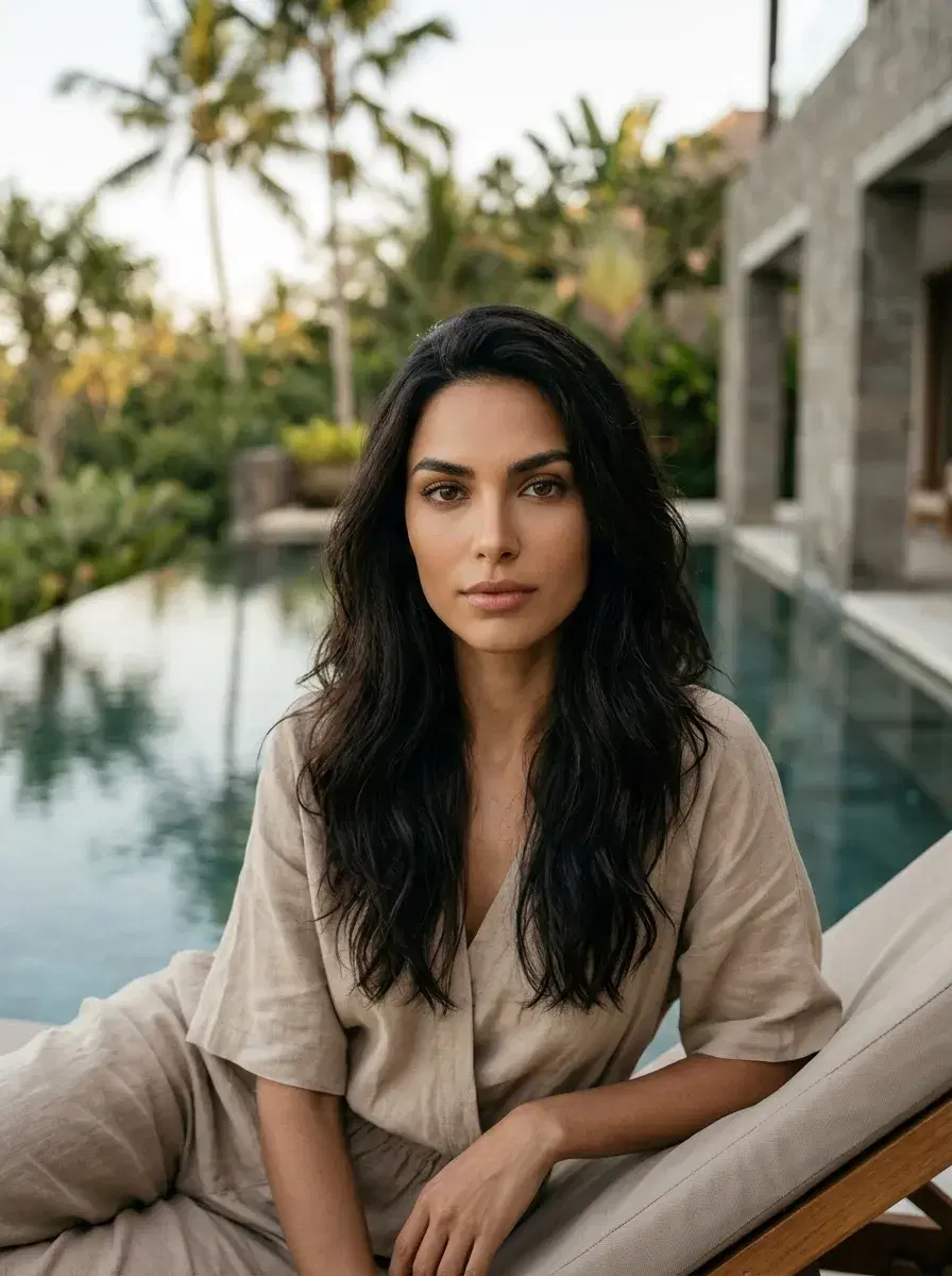 AI LinkedIn headshot style preview — luxury Villa Pool