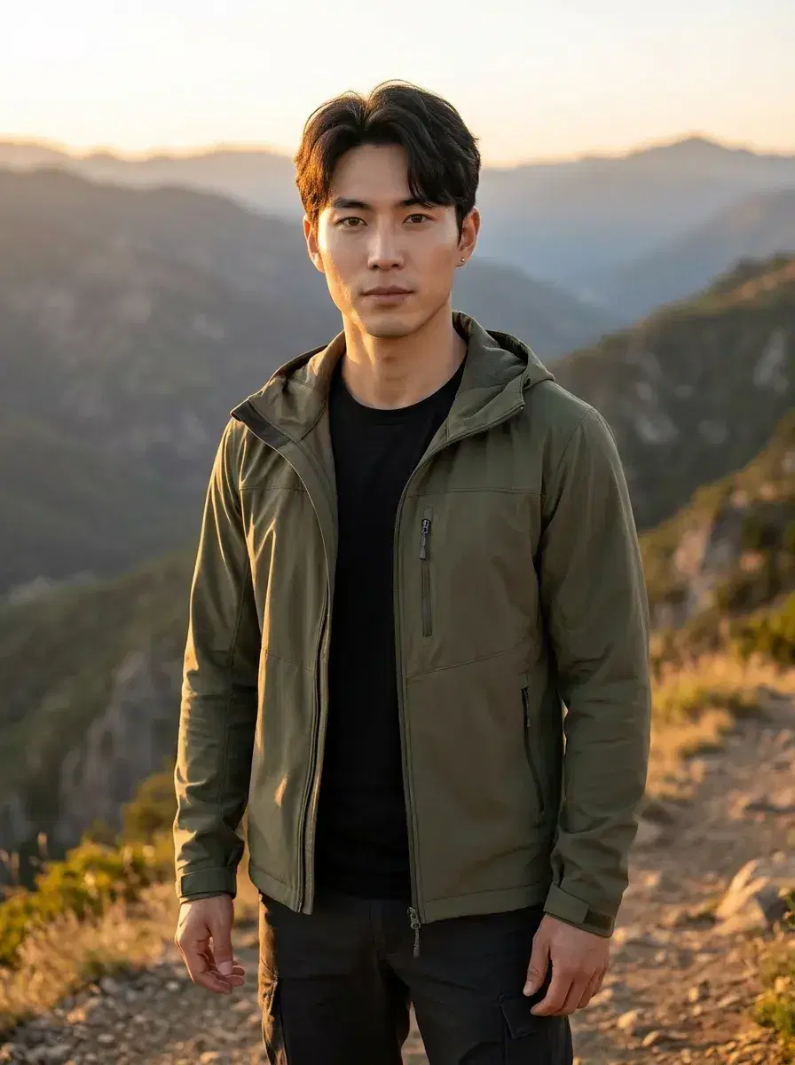 AI AI Dating Photos — Match-Ready Portraits — Person on a mountain hiking trail at golden hour — AI dating photo showing adventurous lifestyle