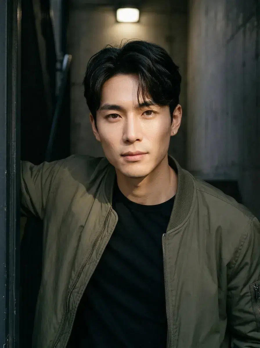 AI AI Gangster Photos — Cinematic Street Style — AI gangster portrait — dark stairwell dramatic shadow split