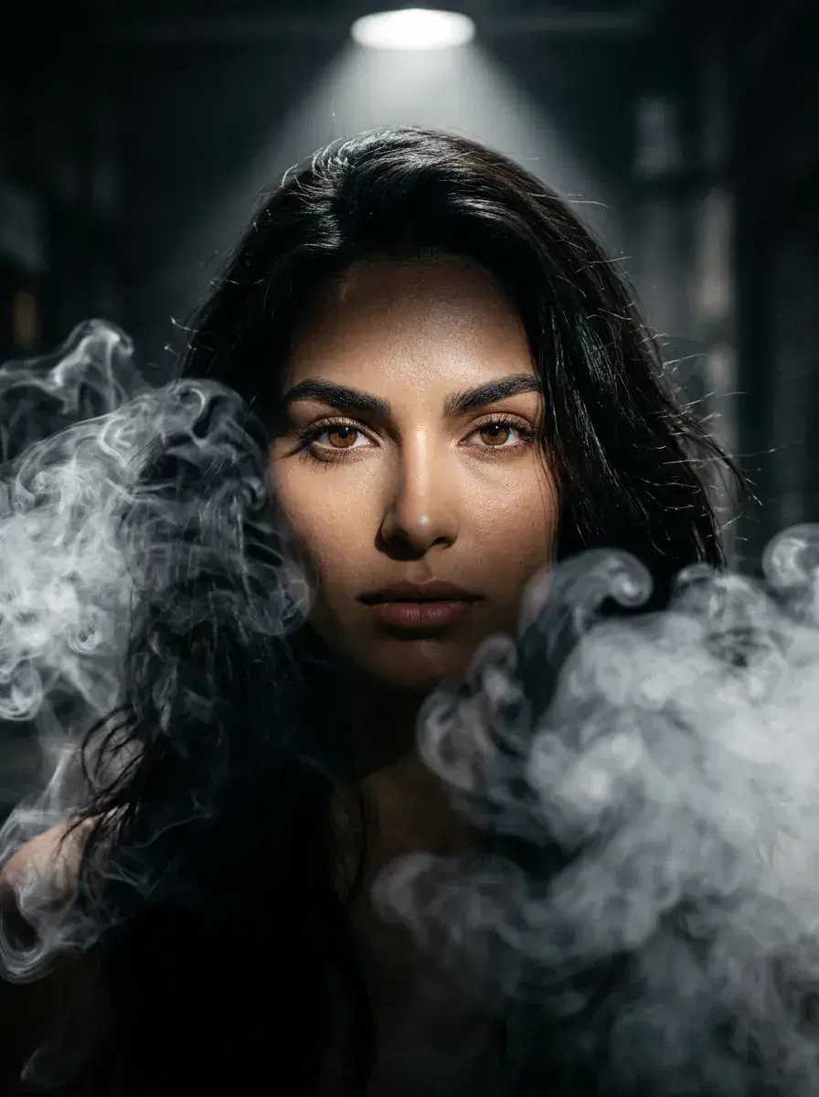 AI AI Gangster Photos — Cinematic Street Style — AI gangster photo — smoky spotlight dramatic close-up