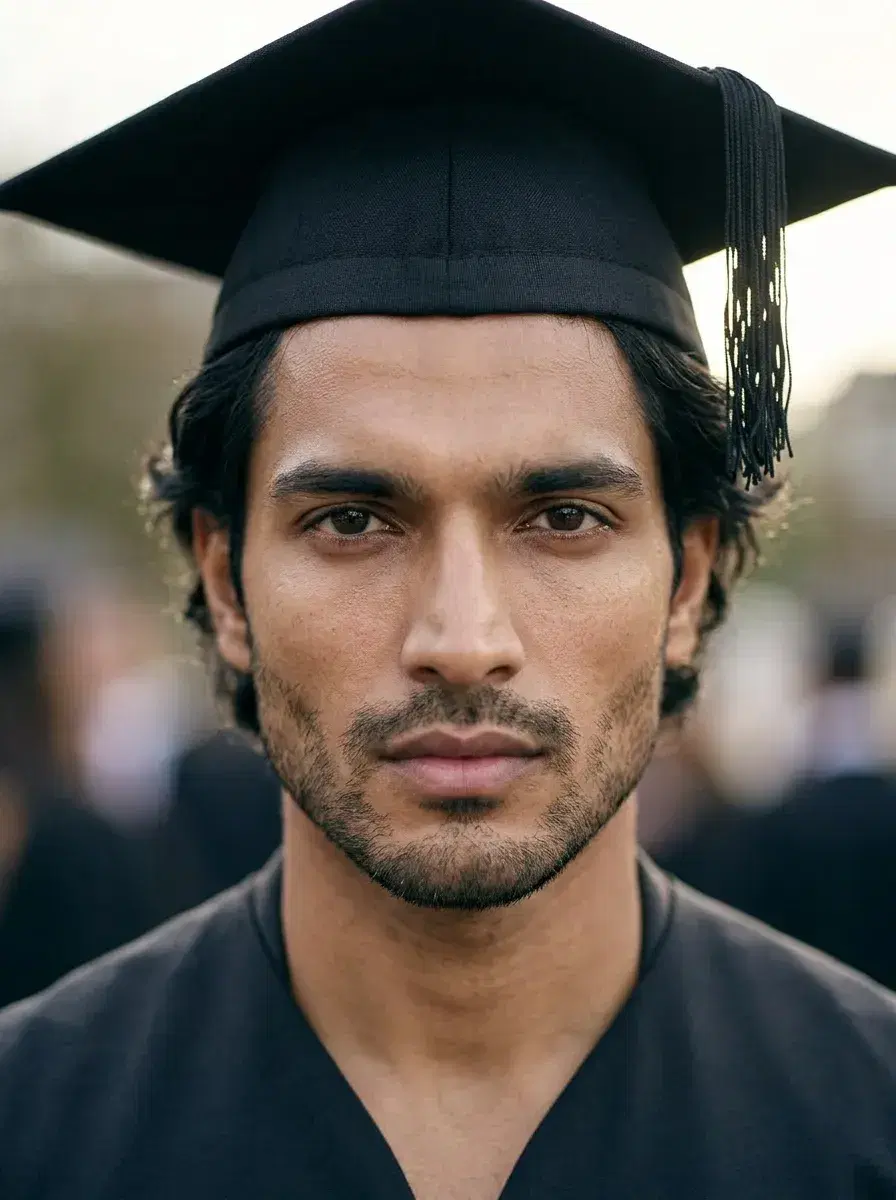 AI AI Graduation Photos — Stunning Portraits — Close-up graduation portrait with soft natural light and mortarboard tassel detail