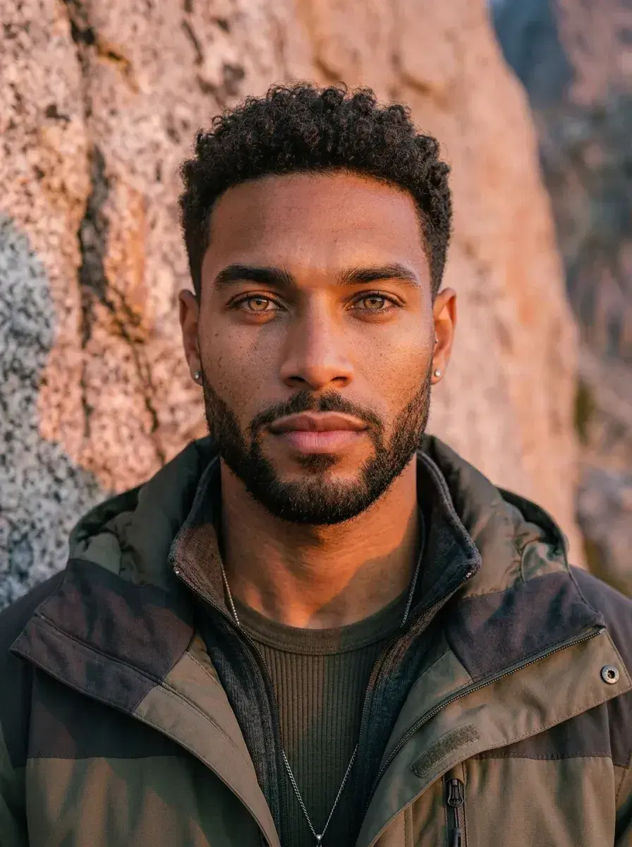 AI AI Hiking Photos — Trail-Ready Portraits — Close-up outdoor adventure portrait with alpenglow lighting