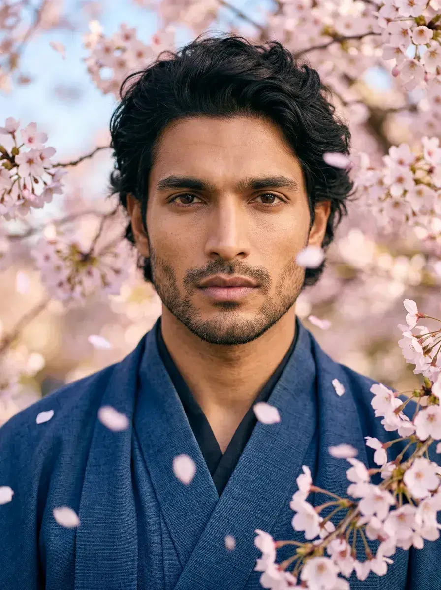 AI AI Kyoto Photos — Timeless Japan Portraits — Close portrait with cherry blossom sakura branches Kyoto Japan spring