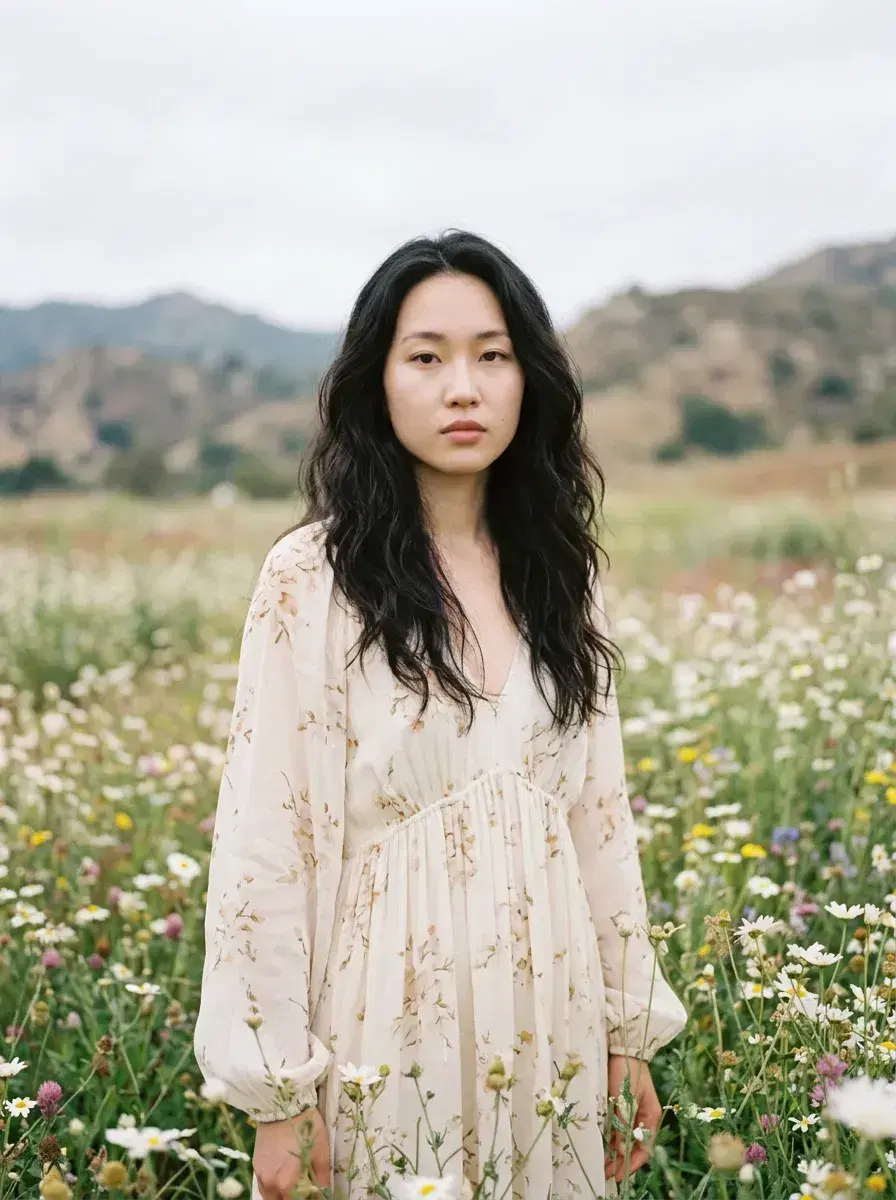 AI AI Polaroid Photos — wildflower meadow, boho dress, pastel instant film palette