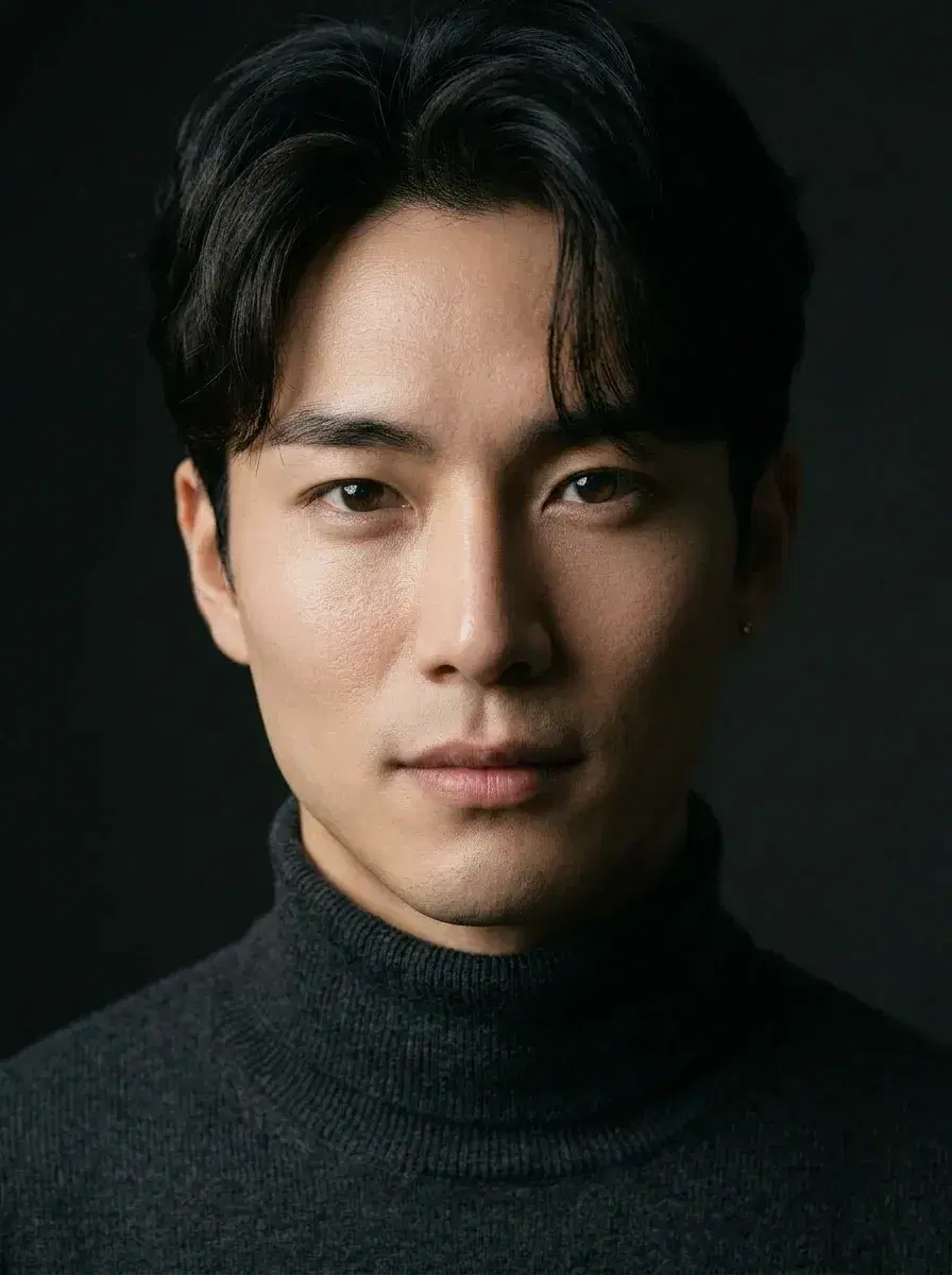 AI AI Posing Photos — Look Iconic — Close-up AI posing photo in a low-key studio with dramatic side lighting and intense expression