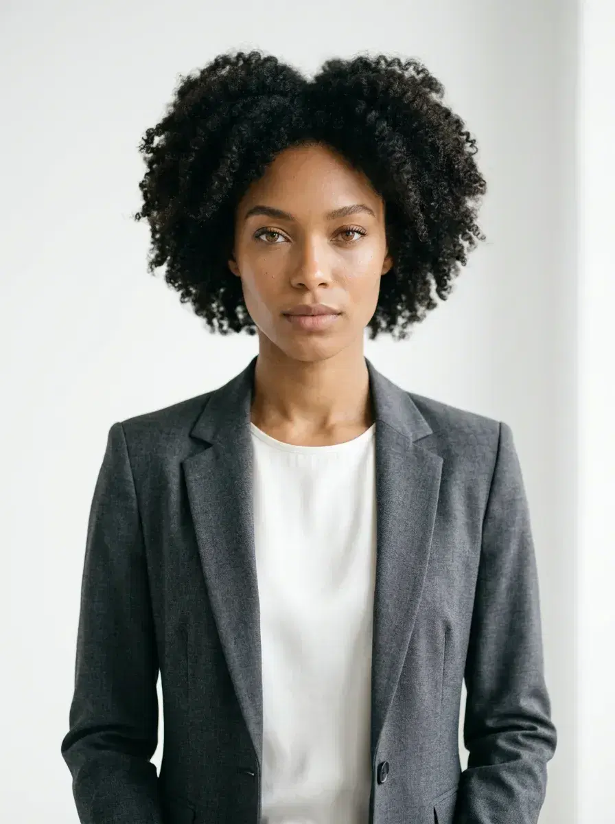 AI AI Posing Photos — Look Iconic — Medium shot AI posing photo in a clean white studio with professional wraparound lighting