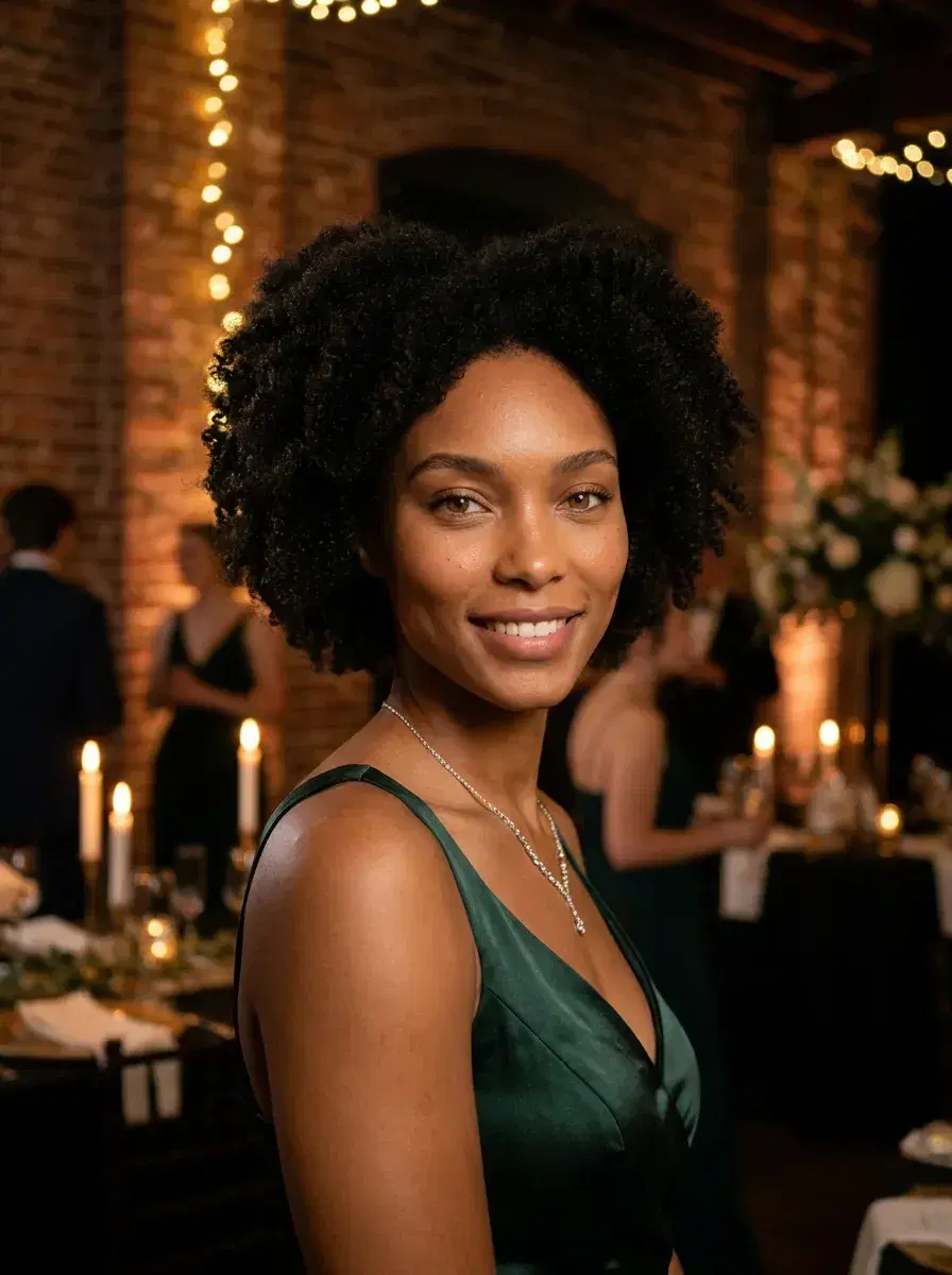 AI AI Prom Photos — Iconic Night — AI prom photo inside warm fairy-lit brick venue with candlelight