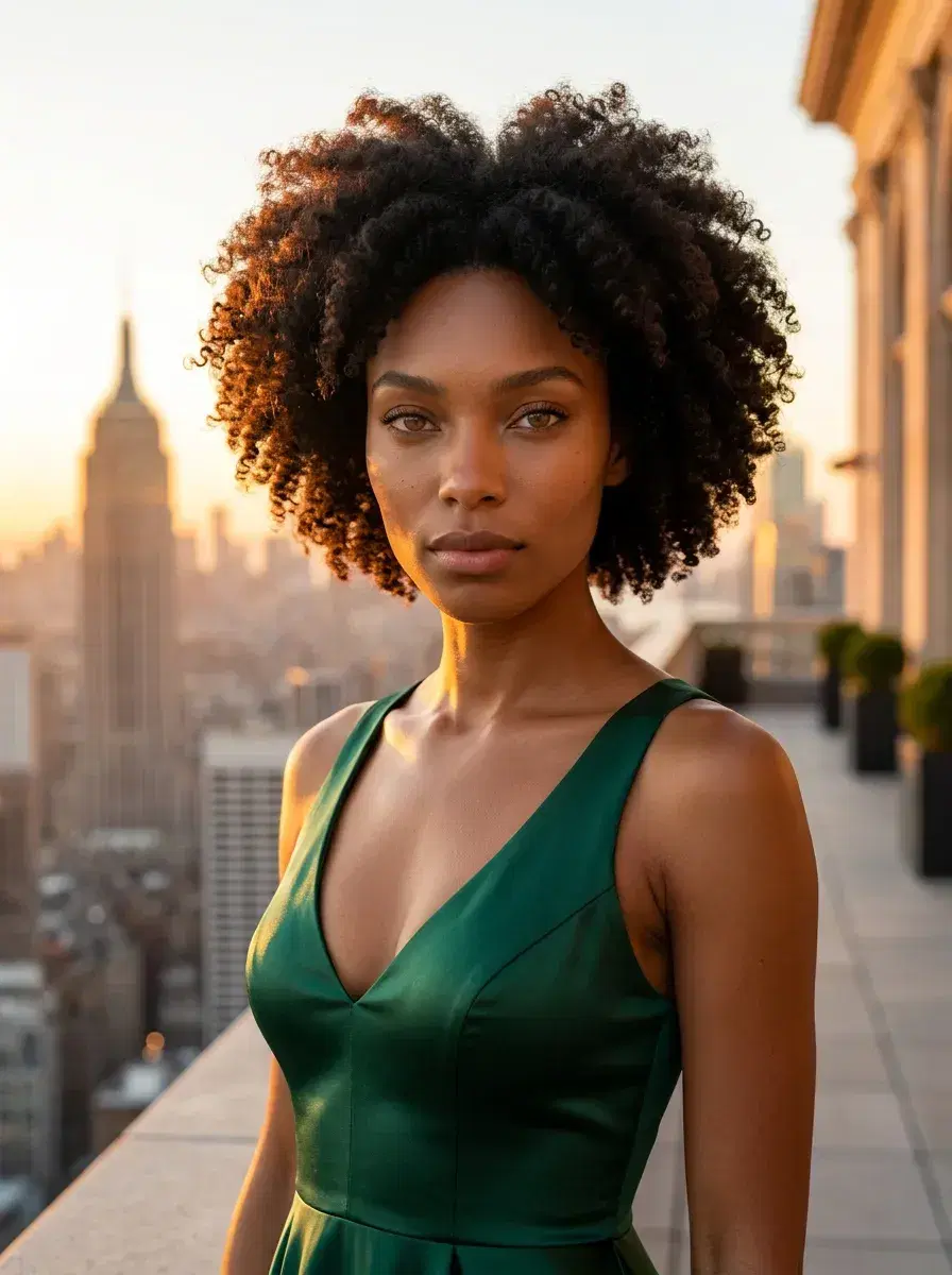 AI AI Prom Photos — Iconic Night — AI prom photo on hotel terrace with golden hour city skyline backdrop