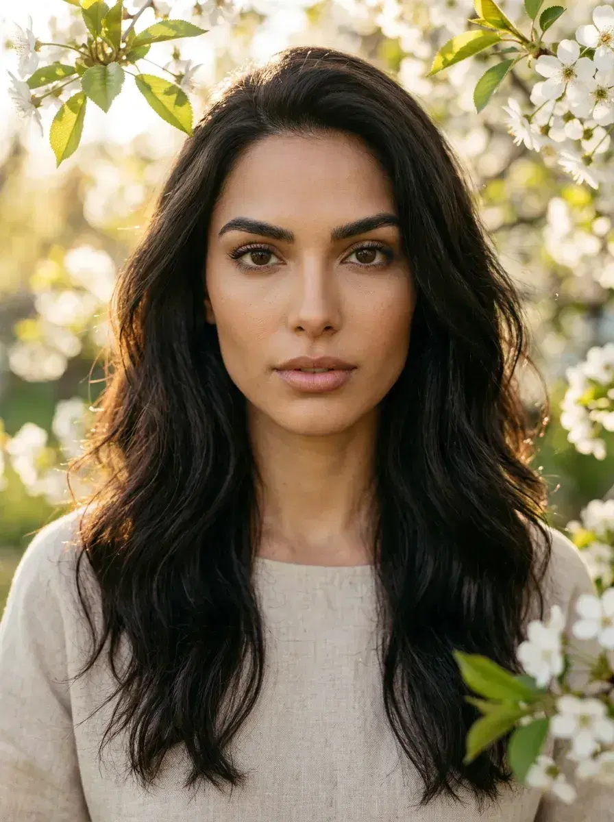 AI AI Spring Photos — Bloom Beautifully — Close-up AI spring portrait with warm blossom light