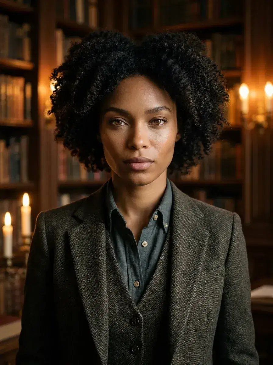 AI AI TikTok Photos — Feed-Stopping Looks — Dark academia TikTok aesthetic photo in a vintage library