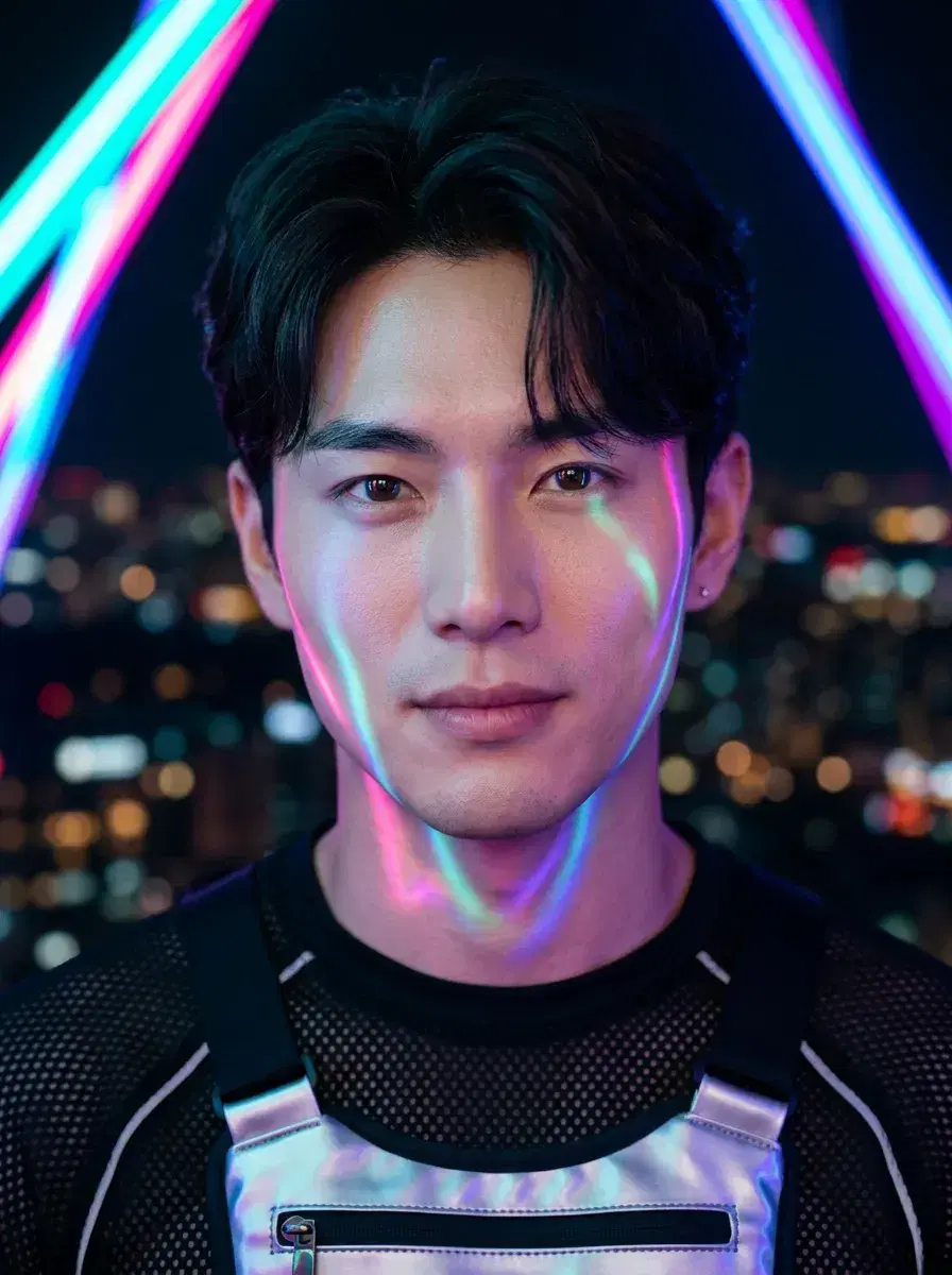 AI AI TikTok Photos — Feed-Stopping Looks — Close-up neon-lit TikTok portrait with Y2K aesthetic vibes