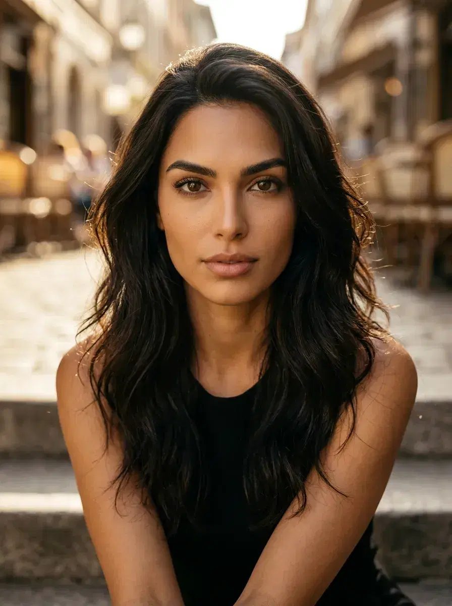 AI AI TikTok Photos — Feed-Stopping Looks — Three-quarter TikTok aesthetic photo at a sun-drenched European street cafe