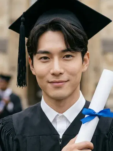 Holding the diploma scroll