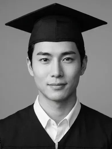 Black-and-white yearbook portrait