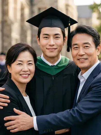 Family graduation portrait