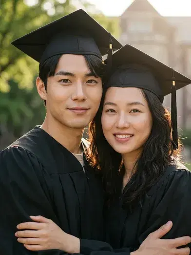 Couple graduation portrait