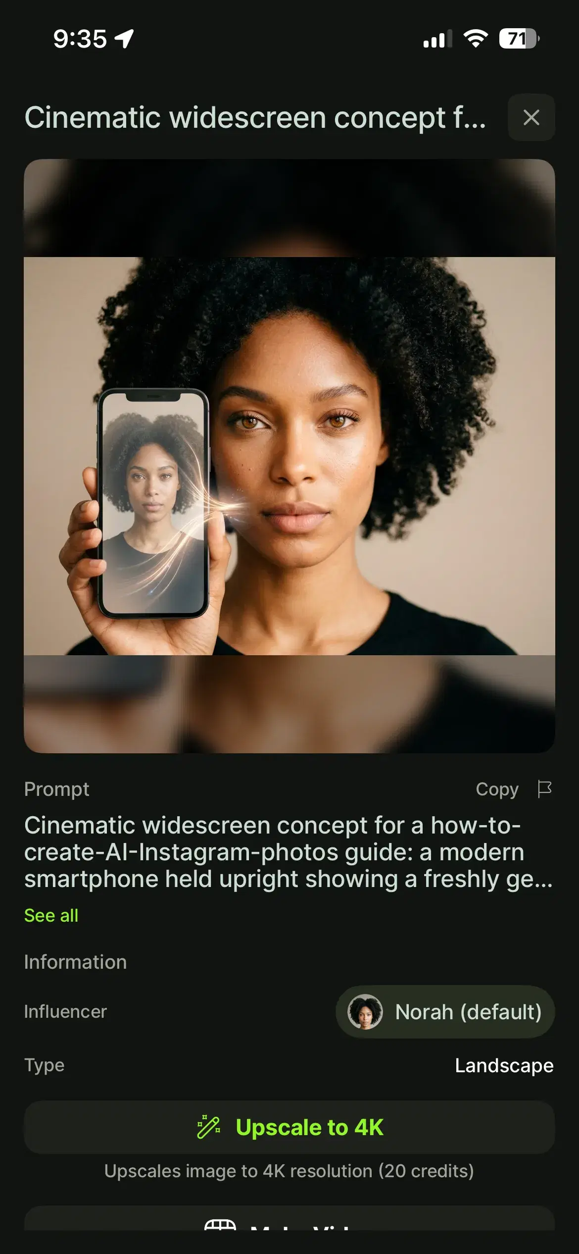 Downloading a finished portrait ready to post to an Instagram feed