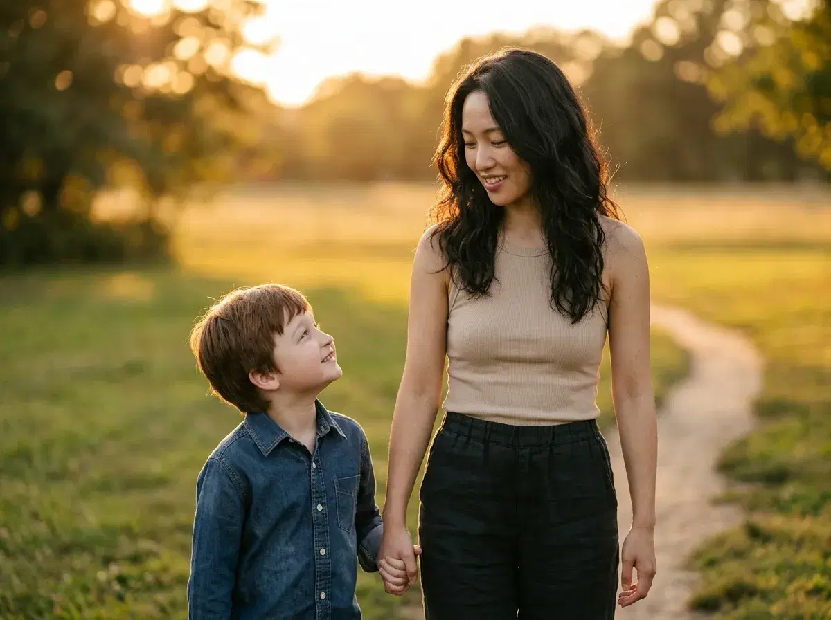 Outdoor sunset with mom