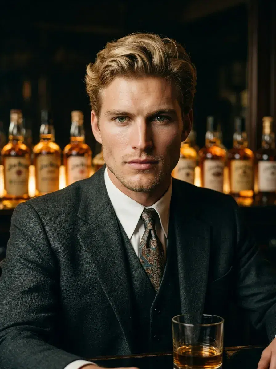 AI AI 1920s Photos — Roaring Twenties Portraits — Person in 1920s jazz age outfit at a prohibition speakeasy bar