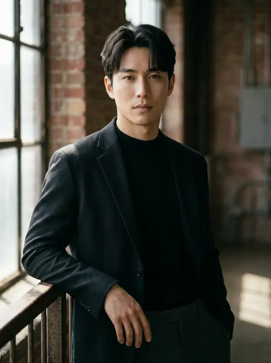 AI AI Actor Headshots — Stage-Ready Portraits — AI actor headshot with cinematic window lighting in loft setting