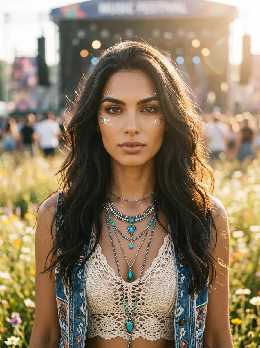 AI AI Aesthetic Photo Dump — Summer Vibes — Outdoor music festival portrait for an August aesthetic photo dump
