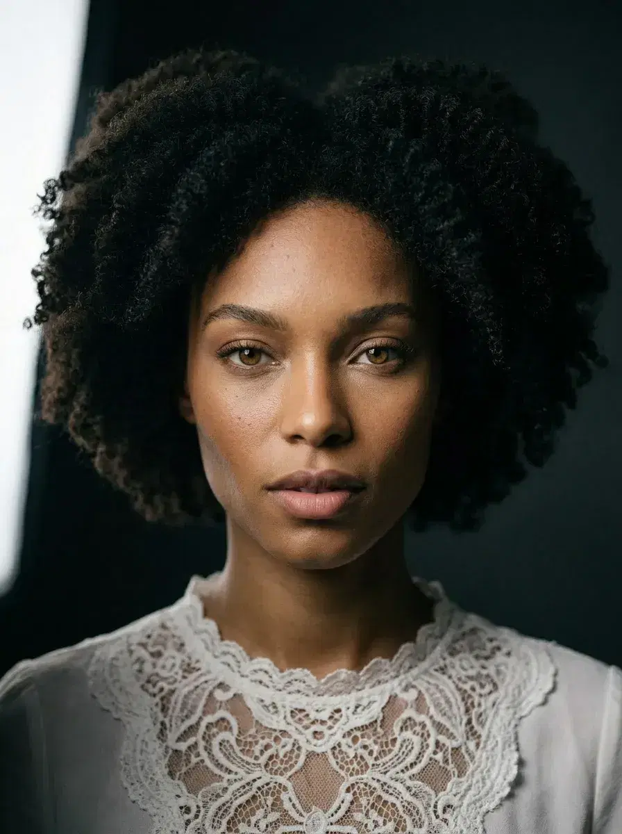 AI AI Boudoir Photos — Timeless Portraits — Close-up dramatic portrait with soft box lighting — AI boudoir photo