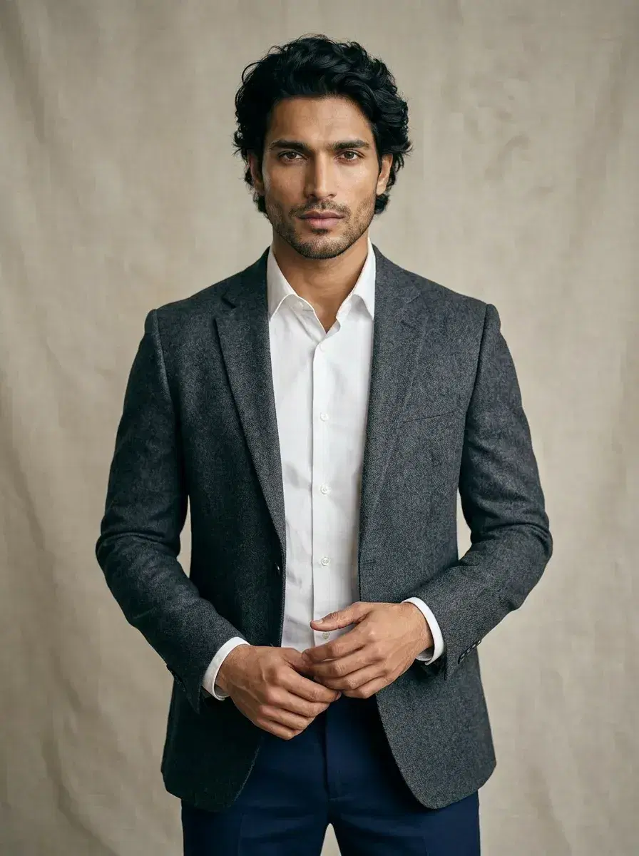 AI AI Business Casual Photos — Look Professional — Person in business casual wear against a neutral studio backdrop with professional lighting