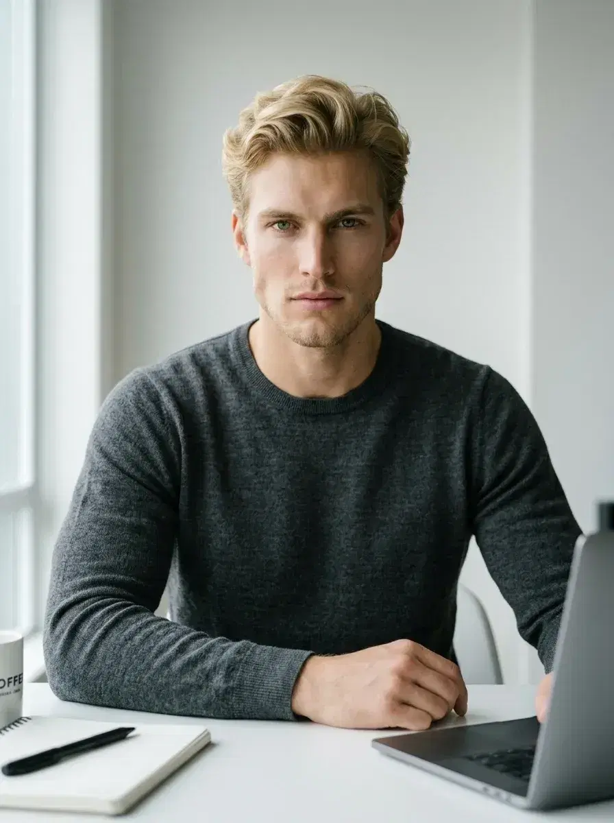 AI AI Content Creator Photos — Scroll-Stopping Looks — Studio desk setup content creator AI photo — Pose AI