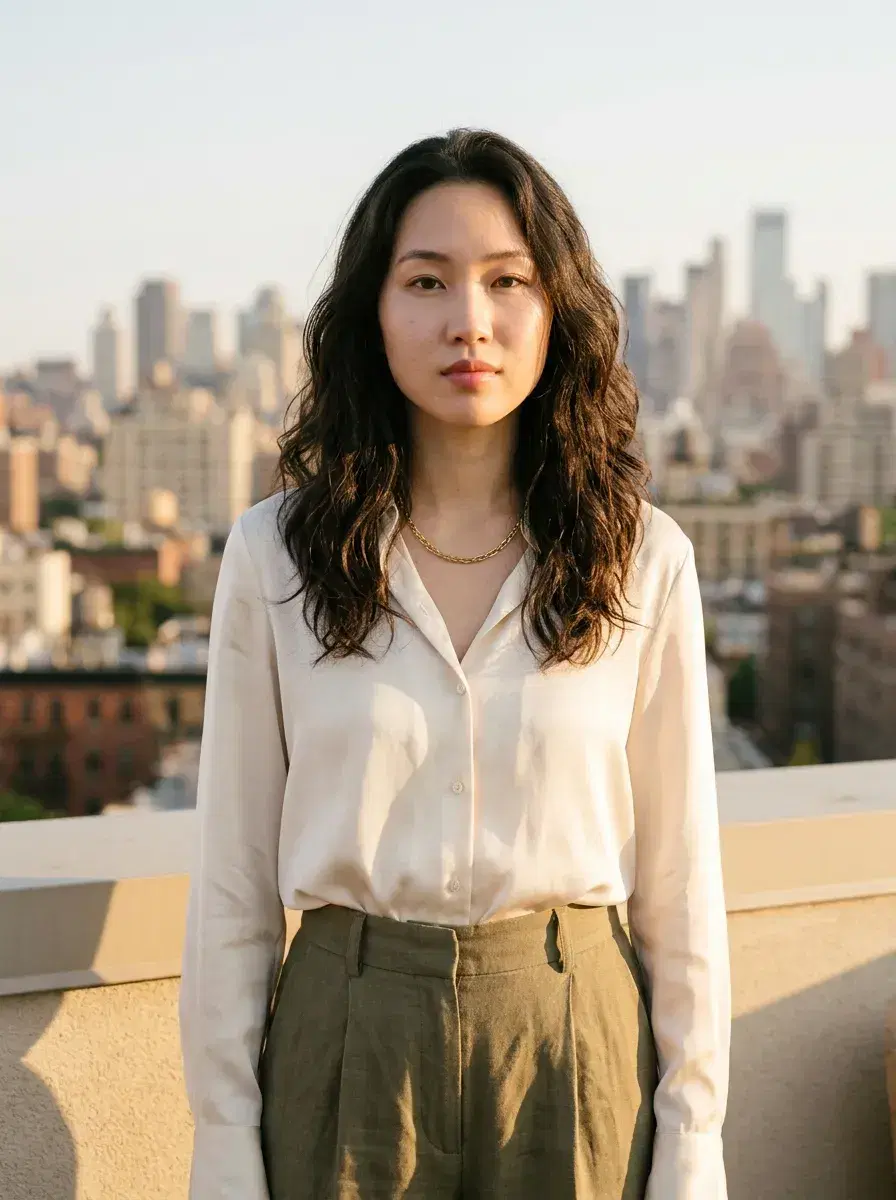 AI AI Content Creator Photos — Scroll-Stopping Looks — Rooftop golden hour content creator photo — AI content creator photo by Pose AI