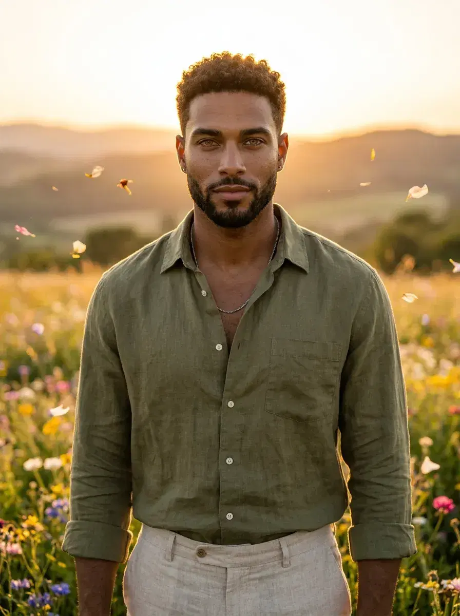 AI AI Cottagecore Portraits — Wildflower Magic — AI cottagecore portrait in a wildflower meadow at golden hour