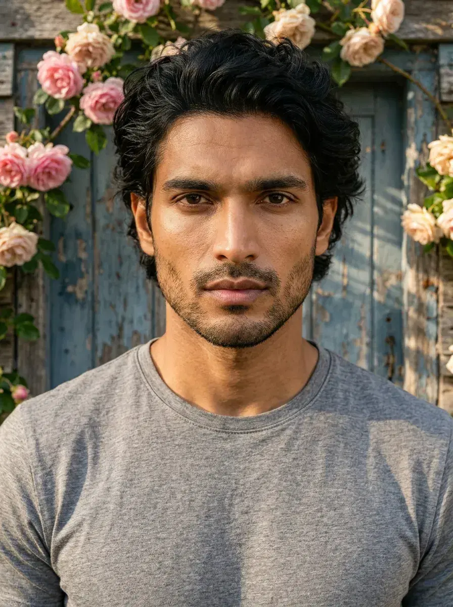 AI AI Cottagecore Portraits — Wildflower Magic — AI cottagecore portrait by a rose-covered cottage door