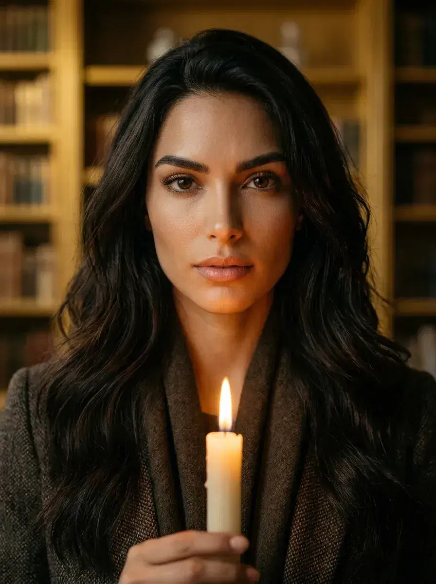 AI AI Dark Academia Portraits — Moody Scholar Looks — Dramatic candlelit close-up portrait in dark academia style with chiaroscuro lighting