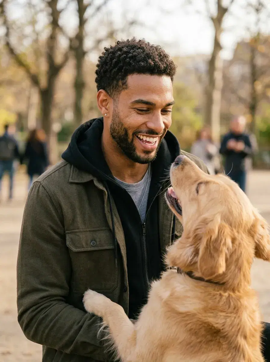 AI Dating Profile — emotional + warm (pet shot)