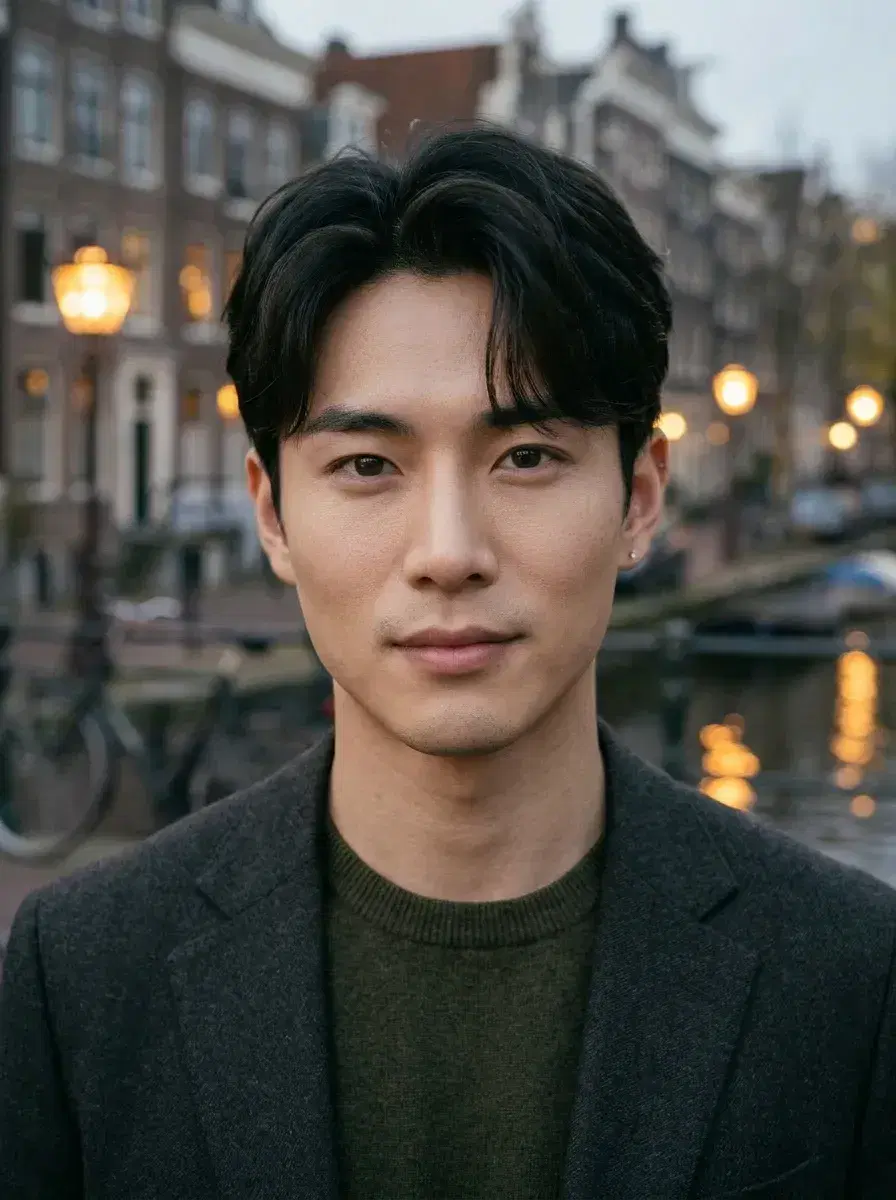 AI AI Europe Travel Photos — Instant Wanderlust — Person on Amsterdam canal bridge at dusk, AI Europe travel photo