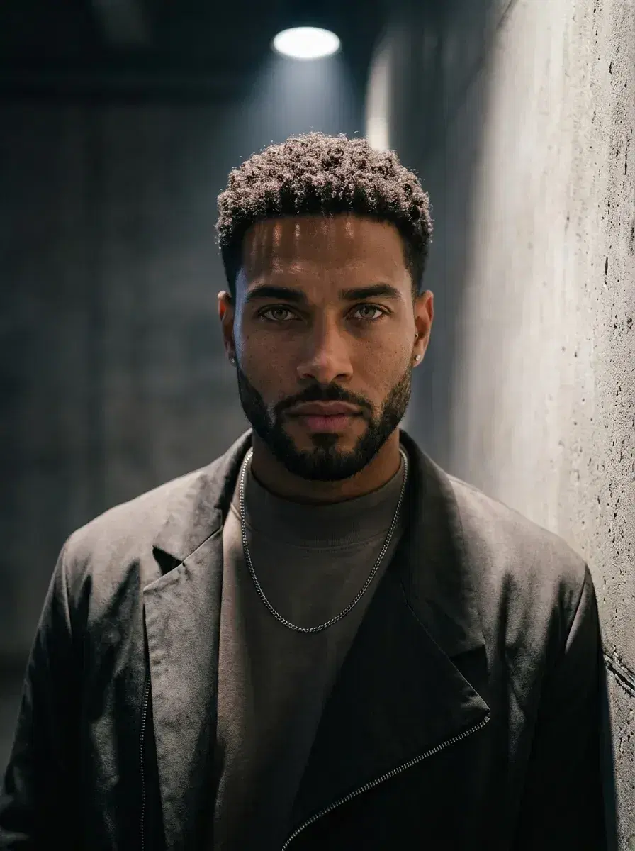 AI AI Fashion Photography — Studio Looks — AI fashion photography moody industrial loft portrait