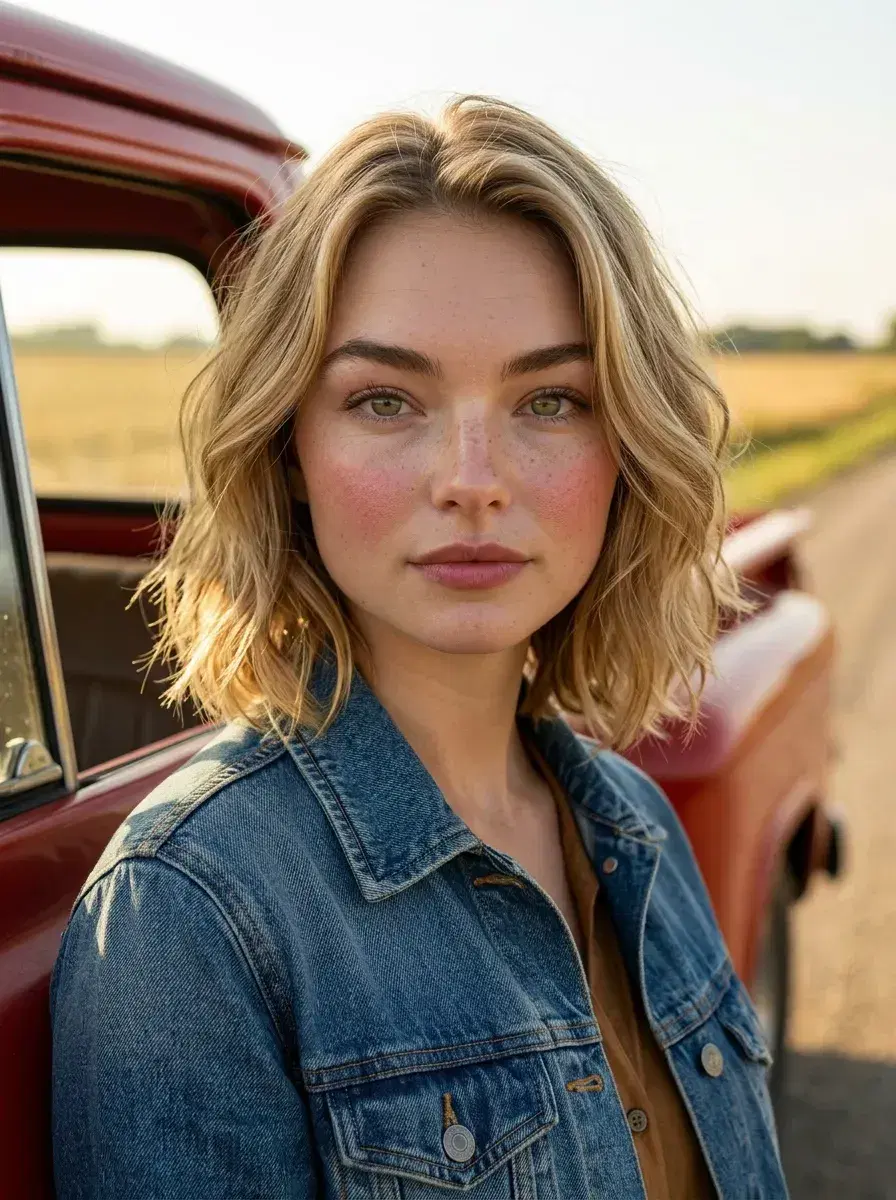 AI AI Father's Day Photos — Heartfelt Portraits — AI Father's Day photo — vintage truck country road portrait with golden afternoon light