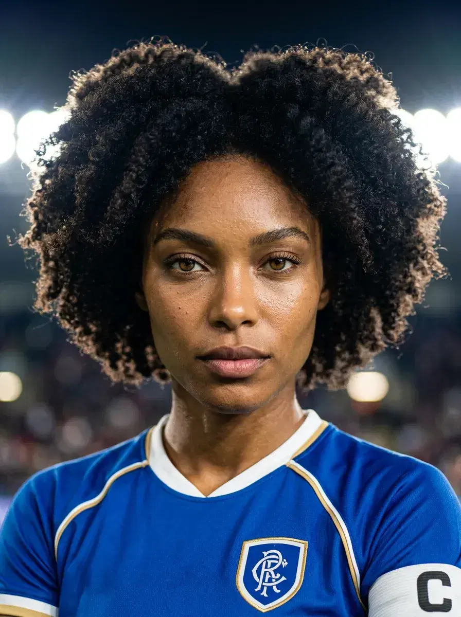 AI AI FIFA World Cup 2026 Photos — Stadium Glory — Close portrait of person in football jersey with captain's armband at stadium