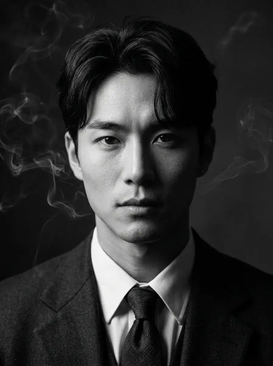 AI AI Film Noir Portraits — Dark & Cinematic — Chest-up dramatic split-light AI film noir portrait with smoke