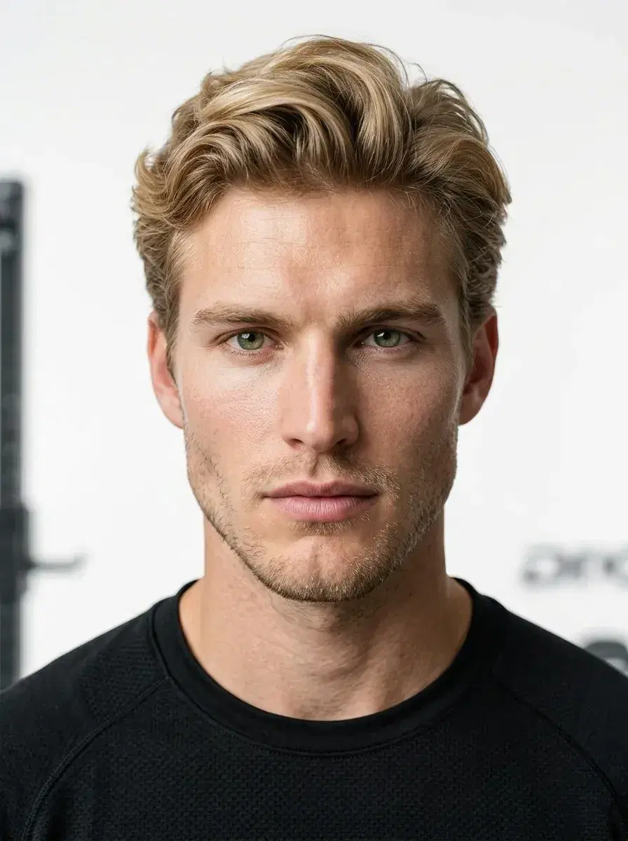 AI AI Fitness Model Photos — Look Iconic — AI fitness model studio portrait with professional white background