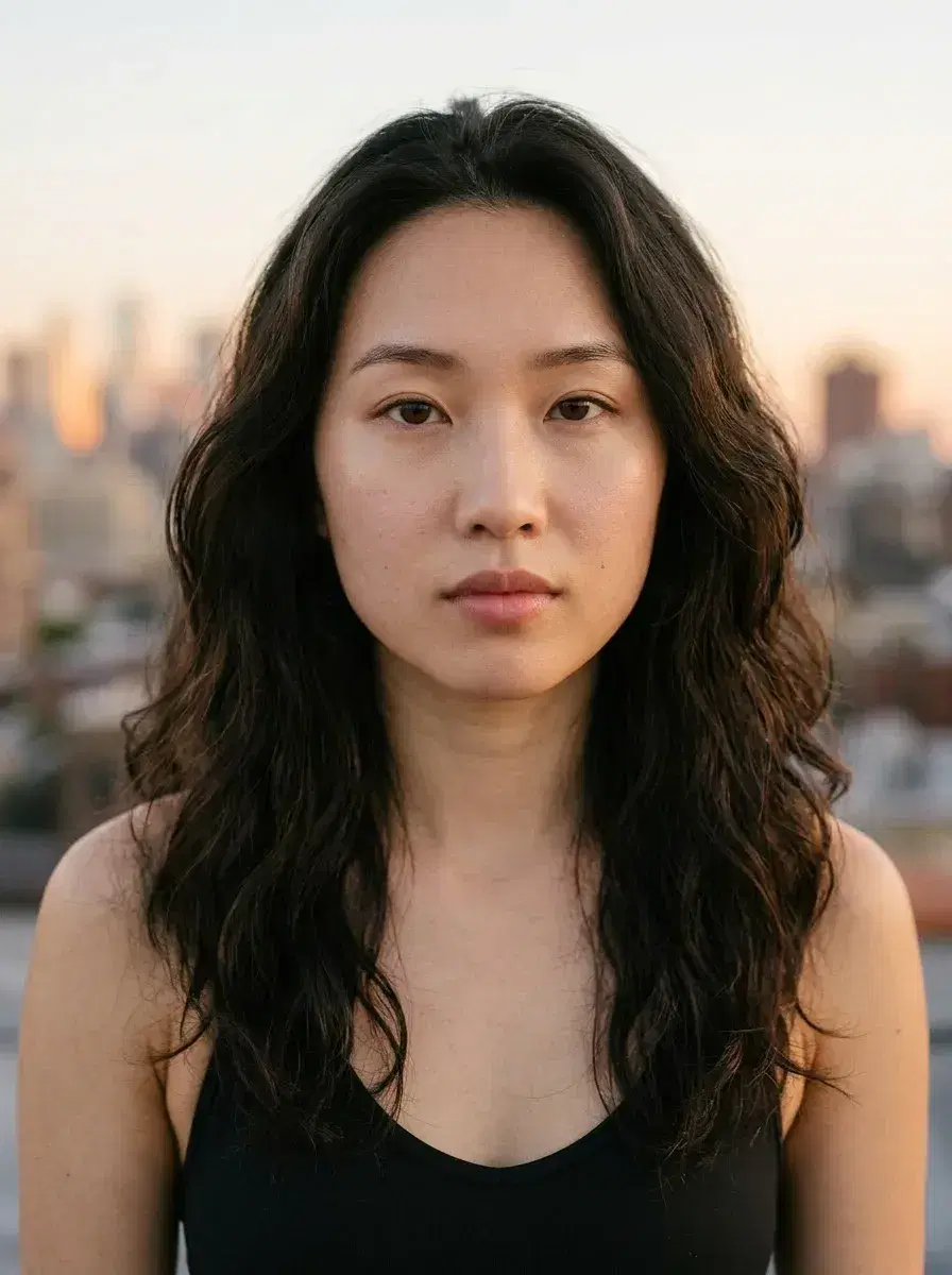 AI AI Fitness Model Photos — Look Iconic — AI fitness model rooftop sunrise photo with city skyline