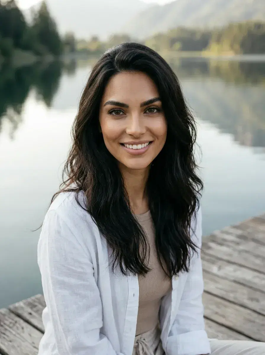 AI AI Hinge Photos — Match-Ready Portraits — Person on a lakeside dock — outdoorsy AI Hinge profile photo