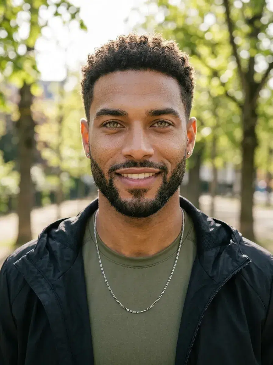 AI AI Hinge Photos — Match-Ready Portraits — Person in athletic wear in an urban park — casual AI Hinge photo