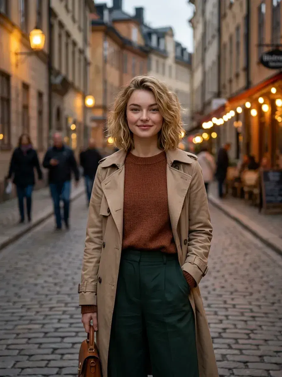 AI AI Hinge Photos — Match-Ready Portraits — Person on a charming cobblestone street at dusk — travel-vibe AI Hinge photo