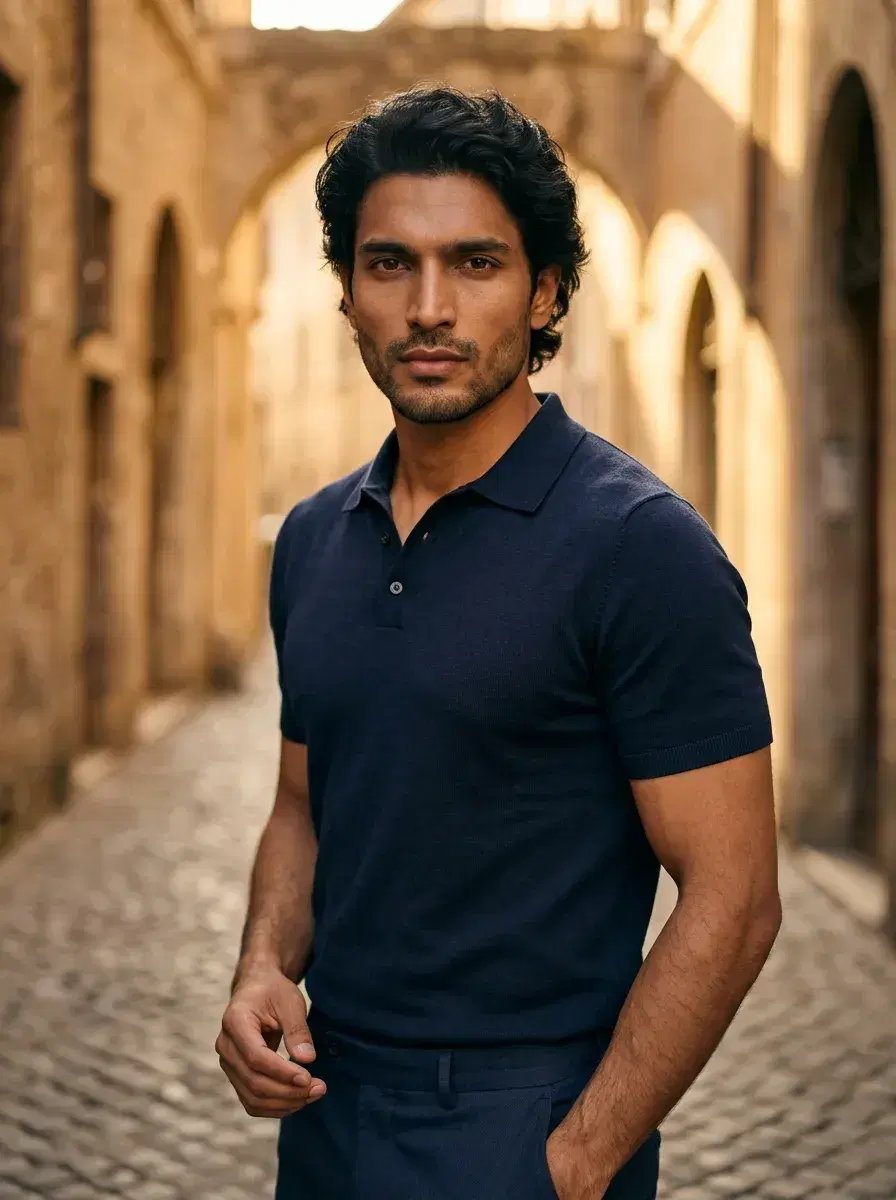 AI AI Influencer Story Photos — Scroll-Stop Content — AI influencer story photo on a golden-hour cobblestone alley in Rome