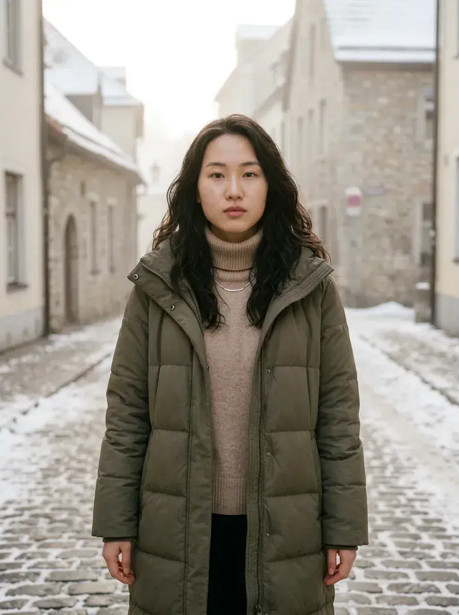 AI AI January Photo Dump — Winter Vibes — Person on a window seat journalling with snow falling outside — AI January photo dump