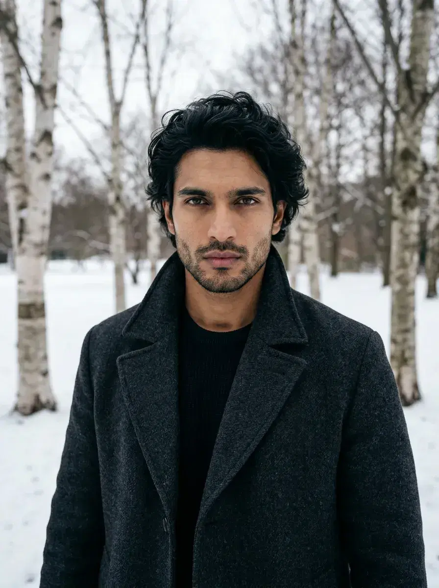 AI AI January Photo Dump — Winter Vibes — Close-up of person wrapped in plaid scarf by fireplace glow — AI January photo dump