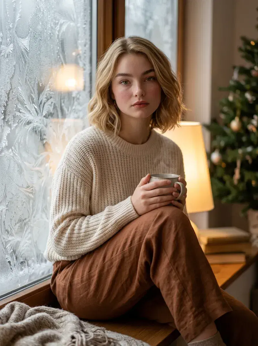 AI AI January Photo Dump — Winter Vibes — Person in monochrome outfit on a frozen lake in pale winter sun — AI January photo dump