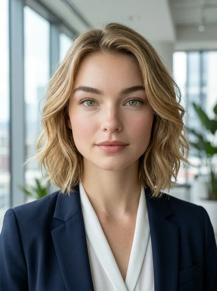 AI LinkedIn headshot — dark studio background, professional suit, generated by Pose AI
