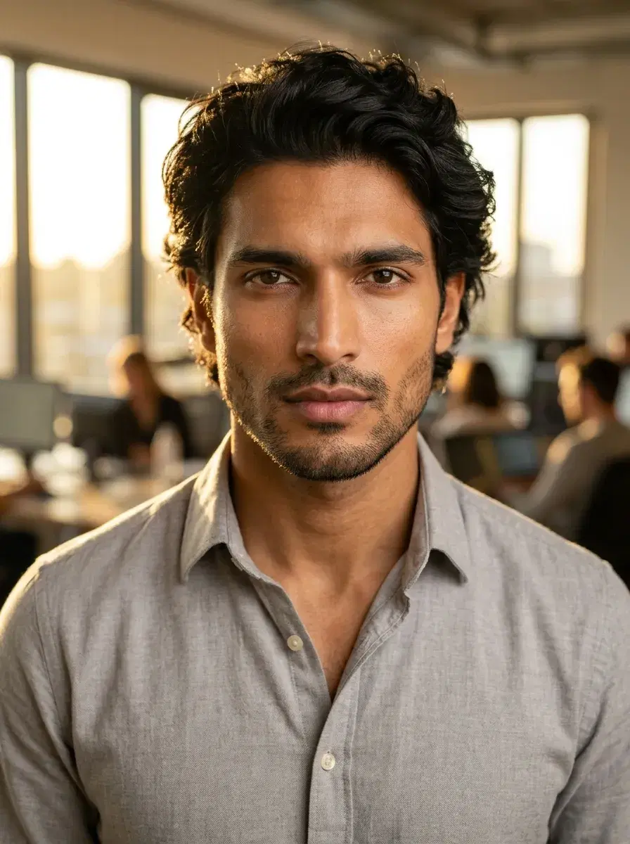 AI LinkedIn headshot — diffused lighting, neutral background, generated by Pose AI